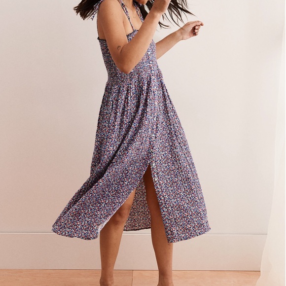 aerie smocked button down dress